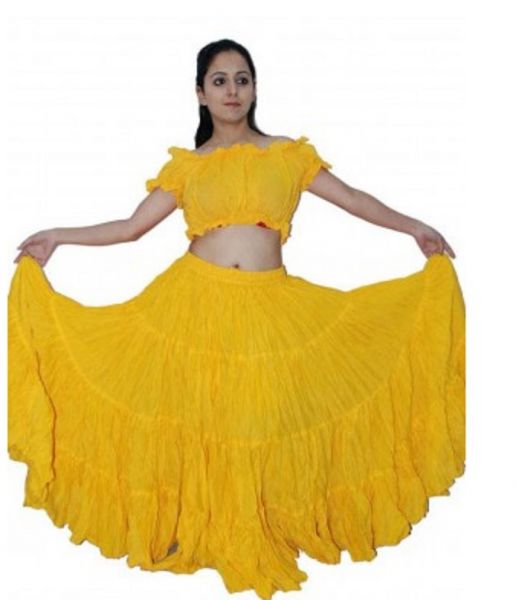 CONJUNTO TRIBAL FUSION - SAIA E TOP - AMARELO