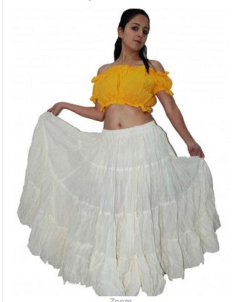 CONJUNTO TRIBAL FUSION - SAIA BRANCA TOP AMARELO