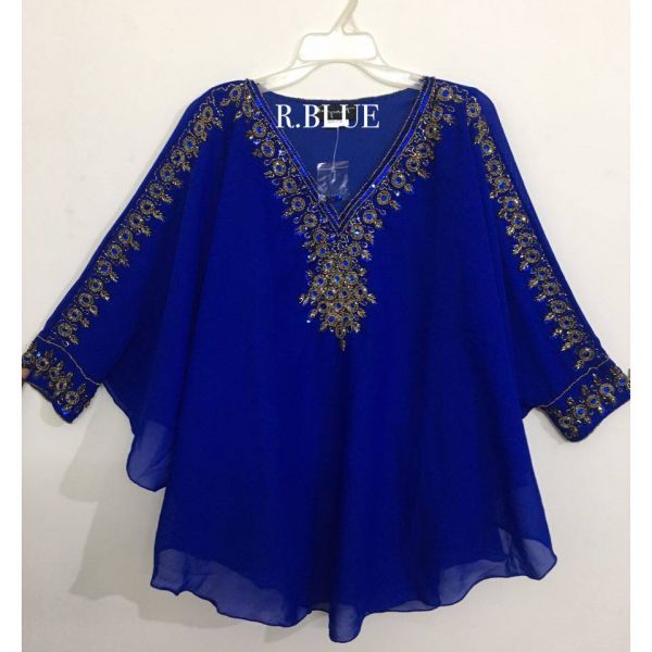KAFTANS INDIANOS BORDADO GEMAS PEDRARIAS- AZUL ROYAL //DOURADO