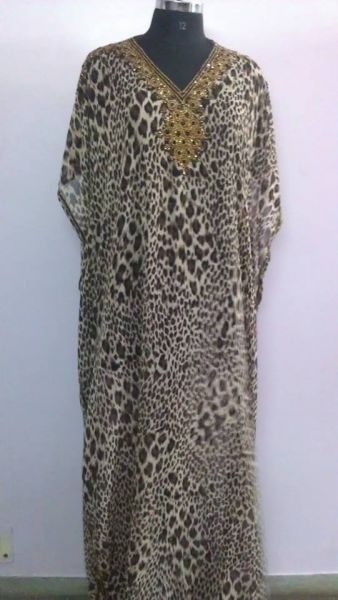 KAFTAN INDIANO LONGO -CREPE GEORGETE SELVAGEM- BORDADO À MÃO