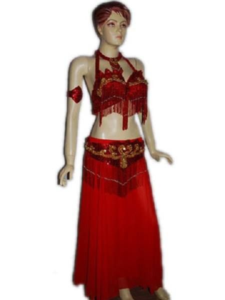 CONJ DANÇA DO VENTRE EXTRA BRILHO -CJEB-REF180- VERMELHO