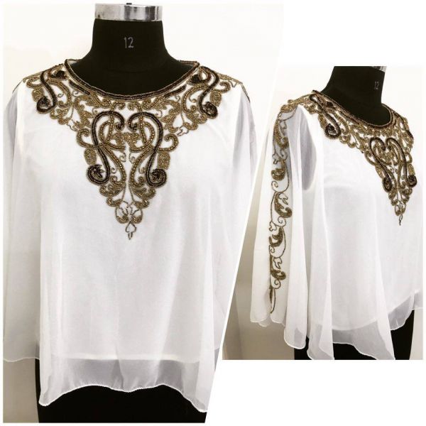 KAFTAN INDIANO BORDADO GOLA REDONDA-BRANCO/OURO- VÍDEO APRESENTAÇÃO