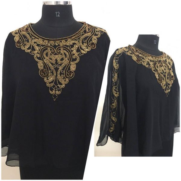 KAFTAN INDIANO BORDADO GOLA REDONDA-PRETO/OURO- VIDEO APRESENTAÇÃO
