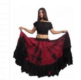 CONJUNTO TRIBAL FUSION - SAIA ROSA ESCURO MANCHAS PRETAS E TOP PRETO