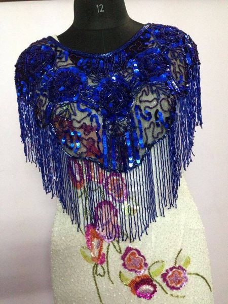 XALE INDIANO BORDADO A MÃO - AZUL ROYAL