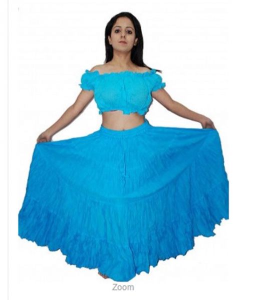 CONJUNTO TRIBAL FUSION - SAIA E TOP - AZUL CÉU